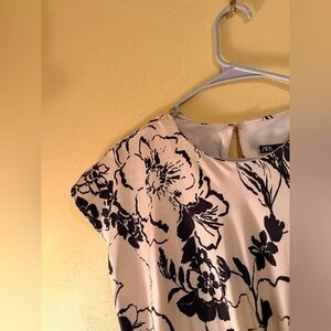 ZARA Floral Black and White Midi dress